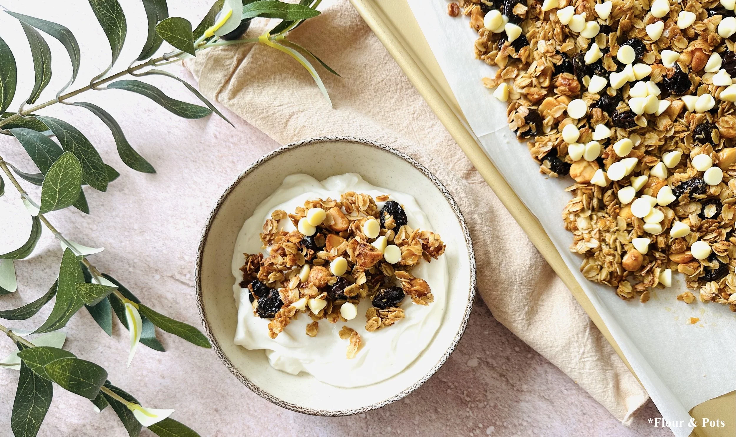 Macadamia Nut Cherry White Chip Granola on Granola