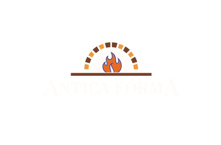 Logo with a stylized oven with a flame inside and the words 'ANTICA FORMA' underneath.
