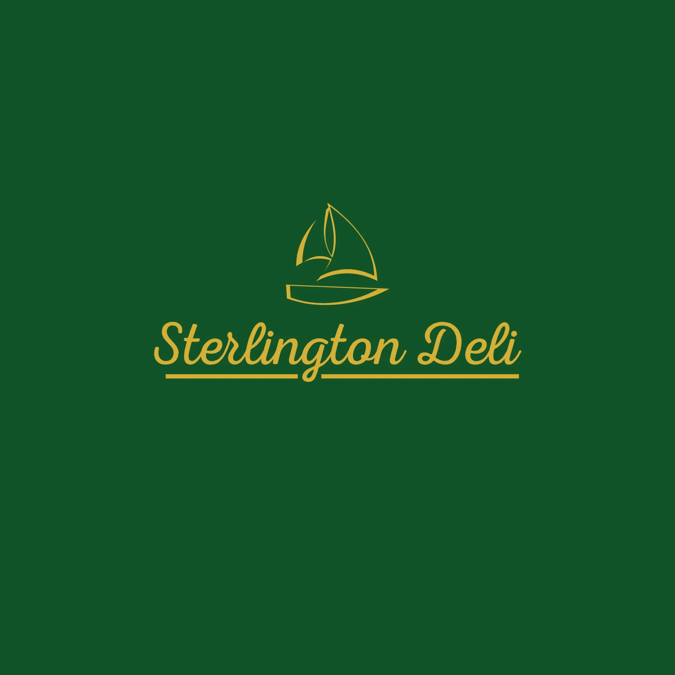 Logo of Sterlington Deli with a stylized sailboat icon on a green background.