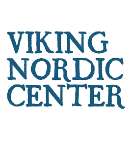Logo of Viking Nordic Center with bold blue letters