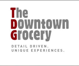 Logo for The Downtown Grocery with the tagline 'Detail Driven. Unique Experiences.'