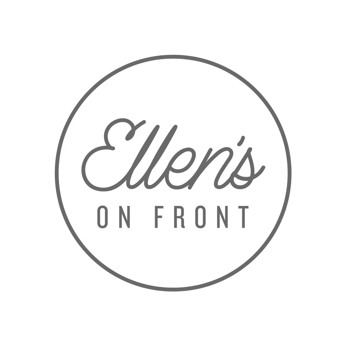 Ellen's On Front logo in a circular design with a handwritten font.
