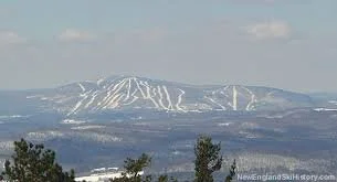 Snow-capped mountain range viewed from a distance with a clear sky and some trees in the foreground.