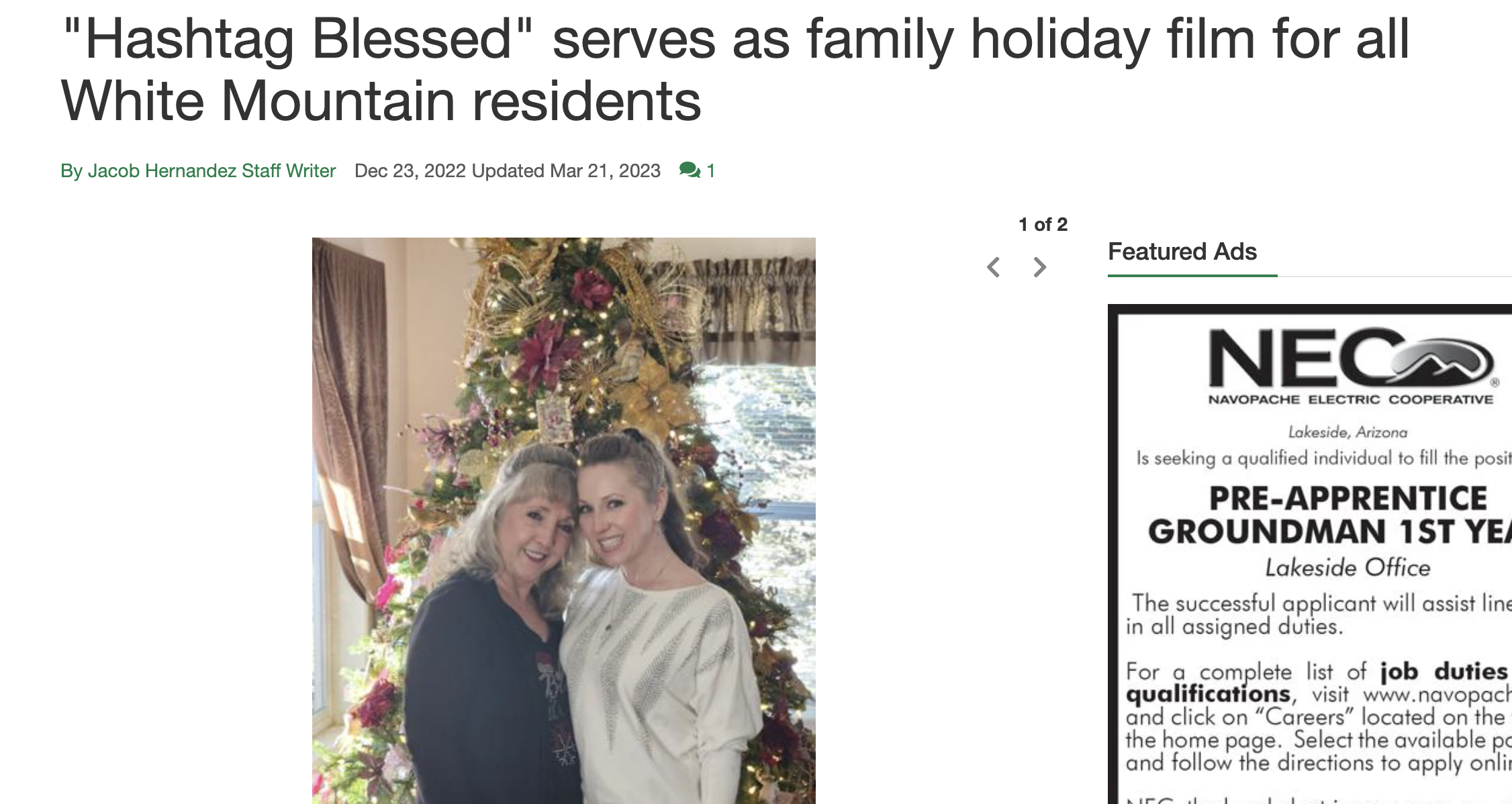 "Hashtag Blessed" serves as family holiday film for all White Mountain residents - WMIcentral