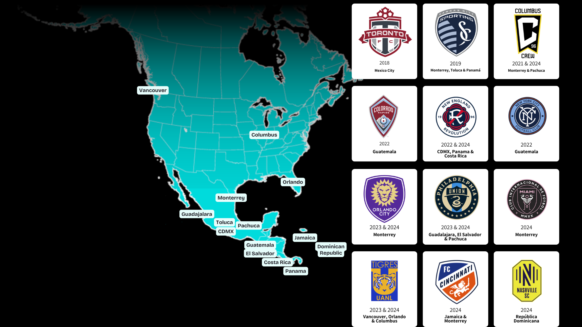 Concacaf Members Map Concacaf Champions Cup — 6PMSports
