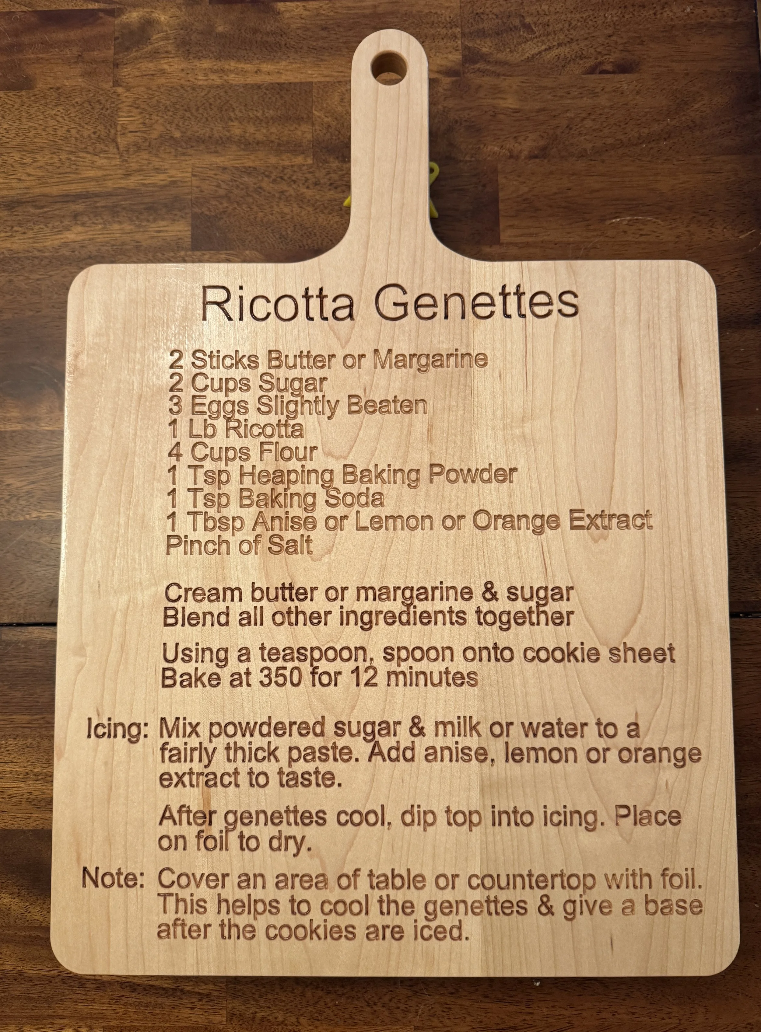 Engraved recipe 