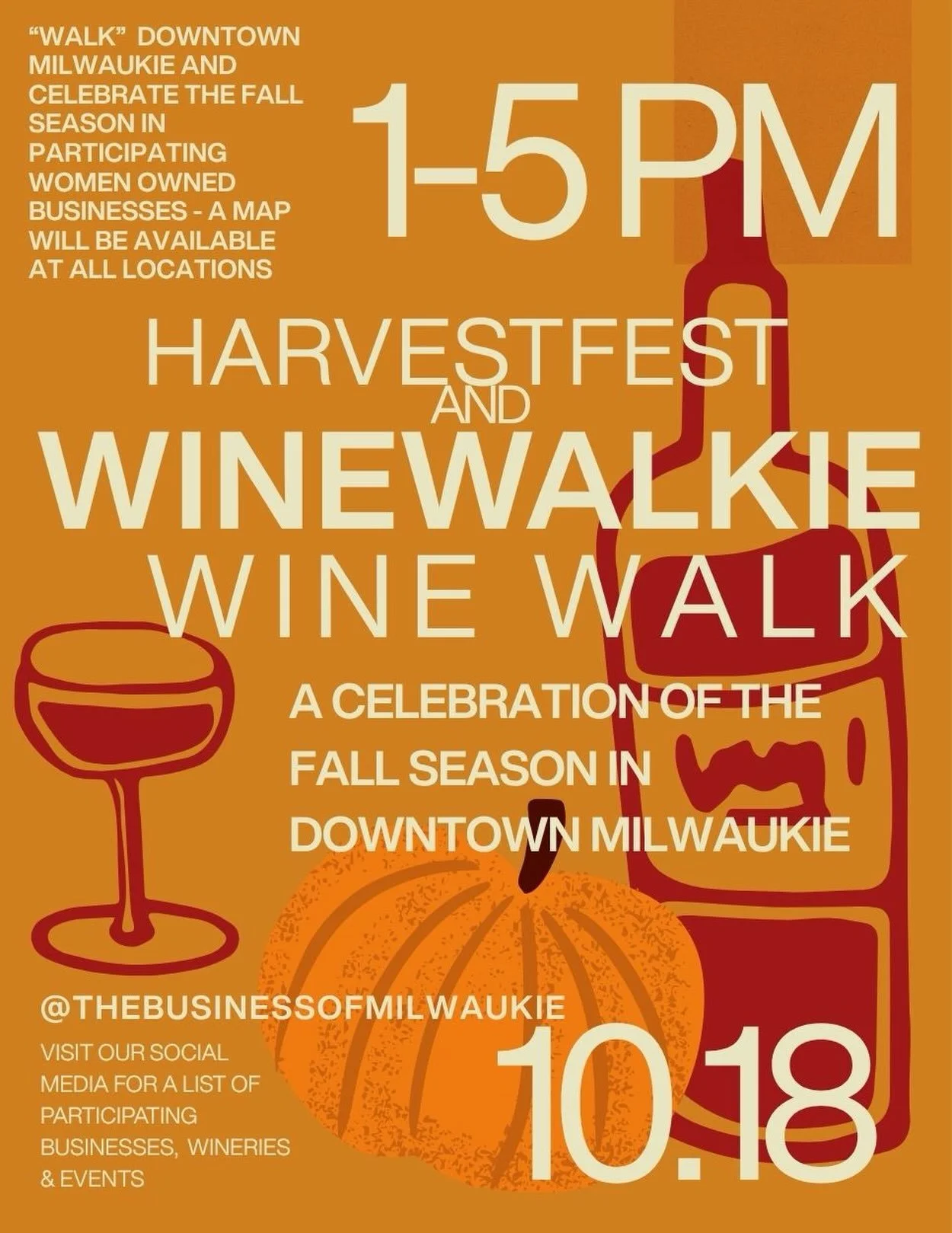 Our next WINEWALKIE is happening&mdash; amazing women - amazing wine- amazing businesses - October 18th throughout the downtown&mdash; see you starting at 1:00 pm