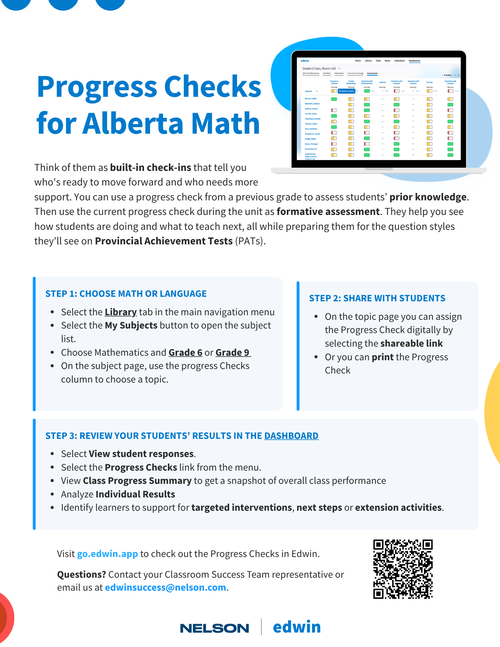 Progres Check Progress Checks for Alberta Math — Edwin
