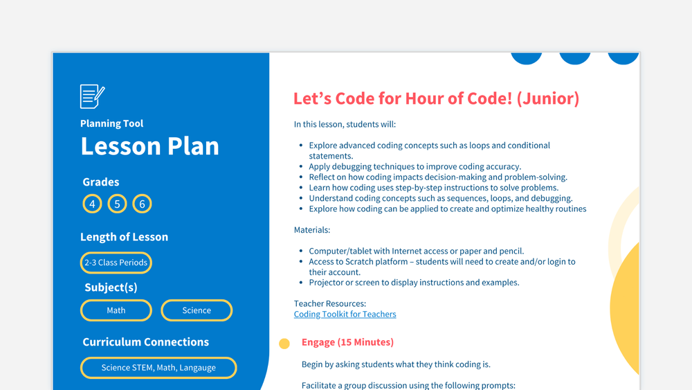 Let's Code for Hour of Code (Junior) — Edwin