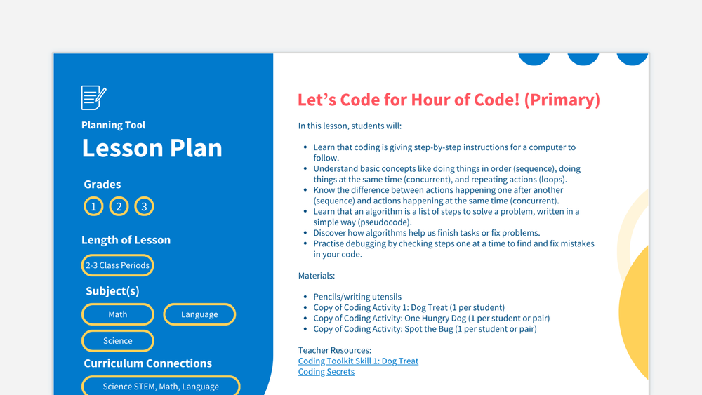 Let's Code for Hour of Code (Primary) — Edwin