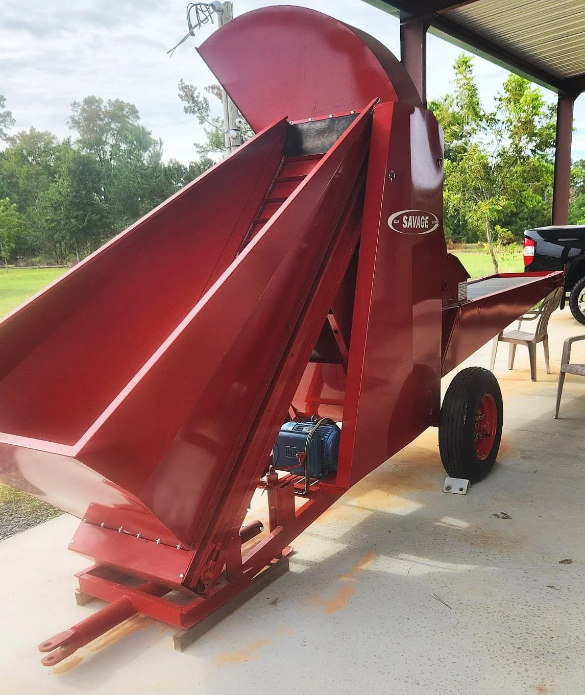 The Pecan Cleaner - The first step in pecan processing, removing sticks, leaves, and shucks.