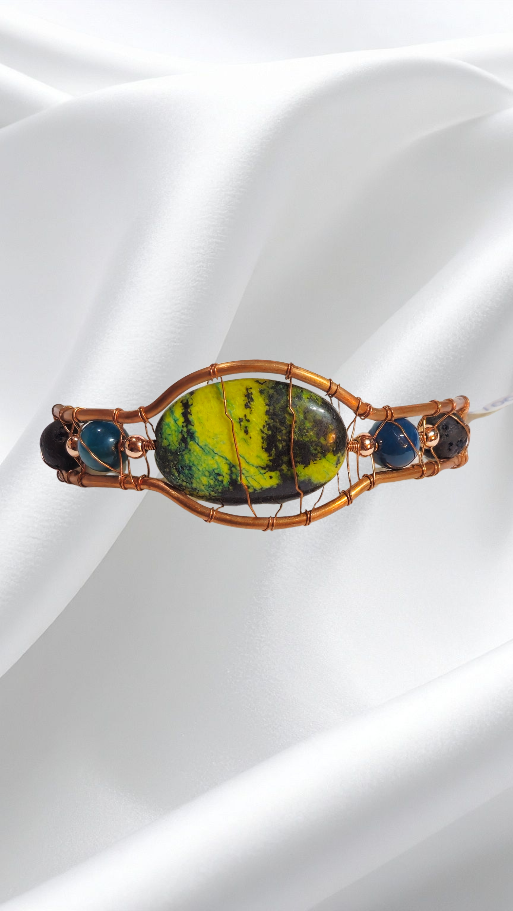 “Ancient Haven” Yellow Turquoise Beaded Copper Bracelet.png