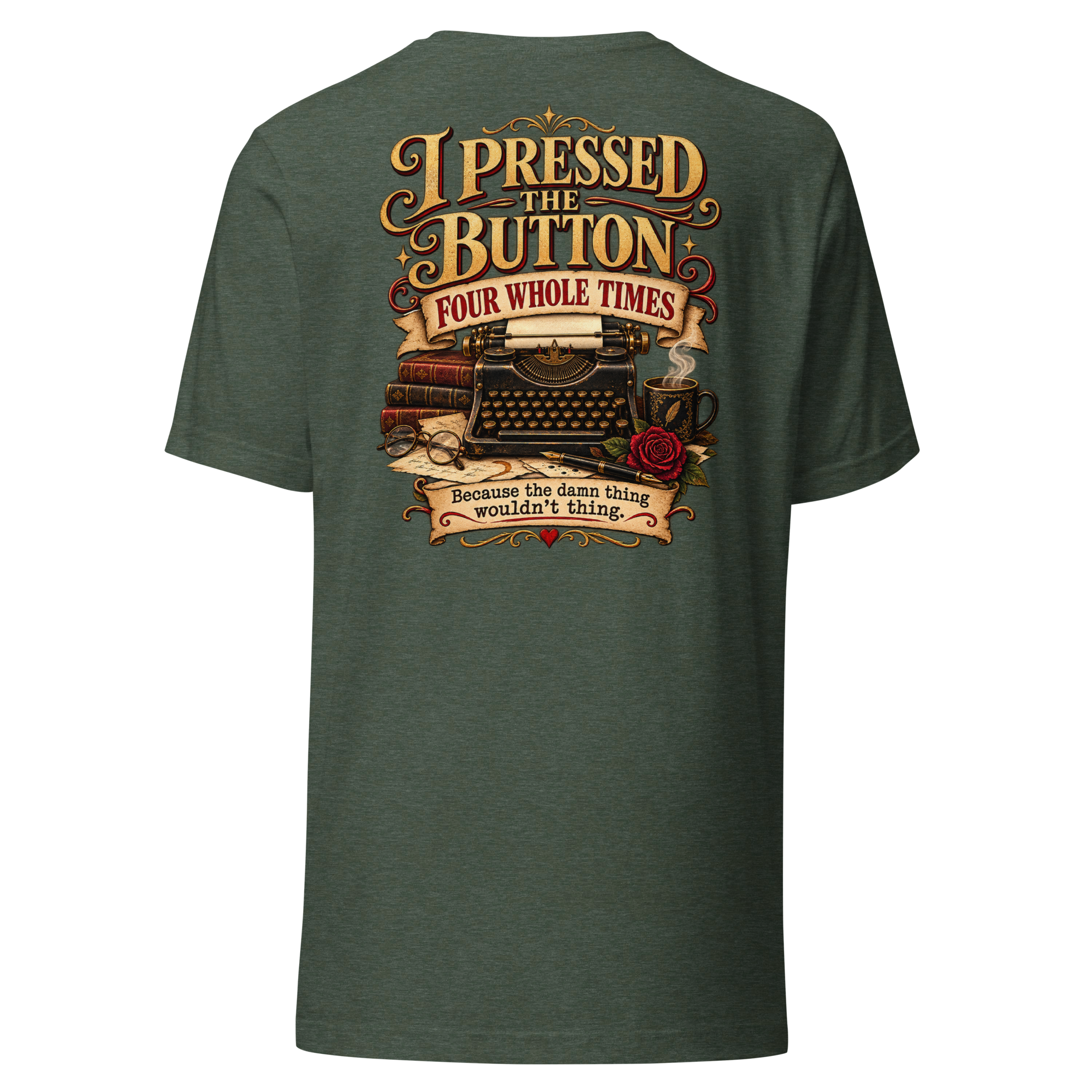 unisex-staple-t-shirt-heather-forest-back-6a7e5b4aa0ba4.png