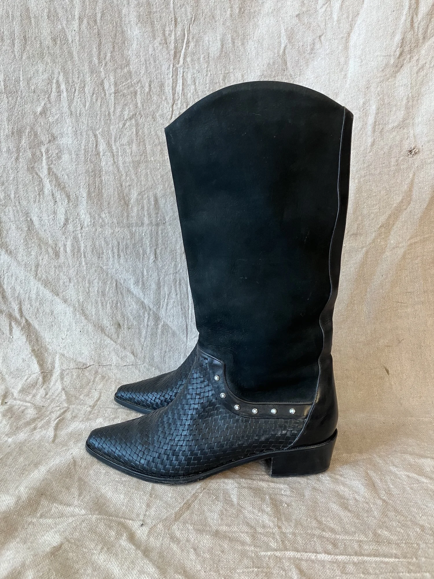 90’s Via Spiga Studded Leather & Suede Boots, sz 7