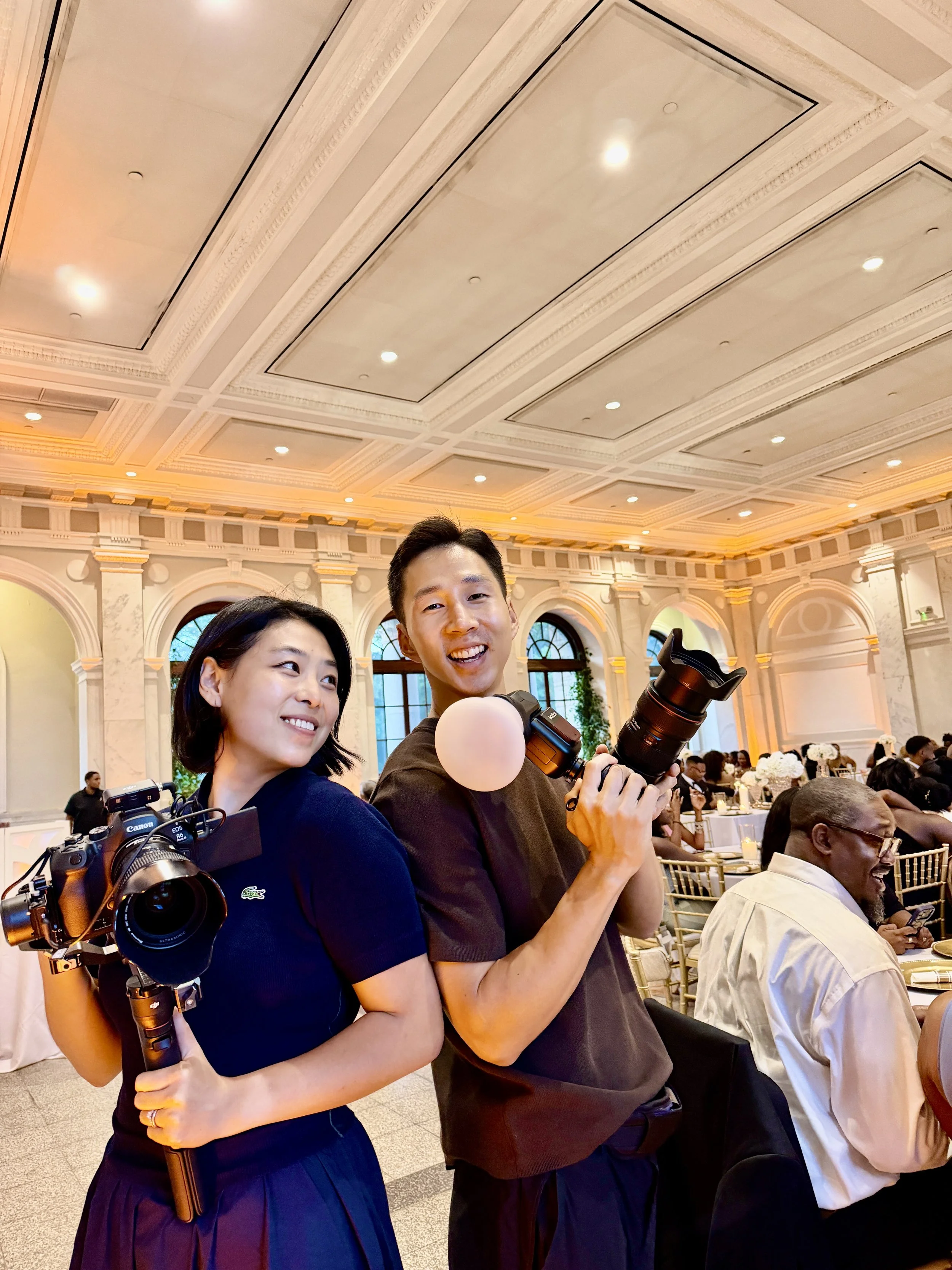 Dan the photographer and Angela the videographer as your wedding team in a wedding venue