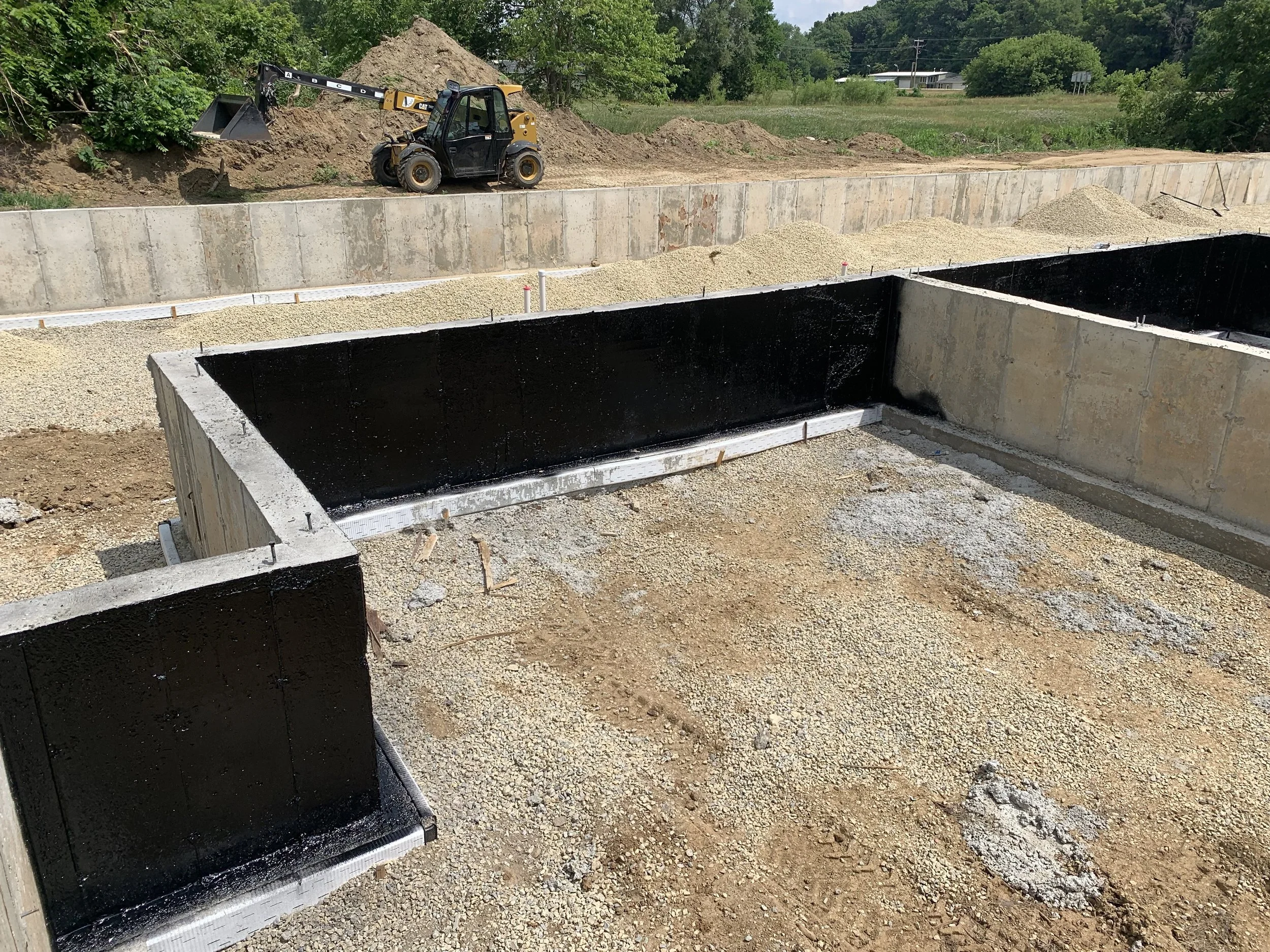 Waterproofed interior walls