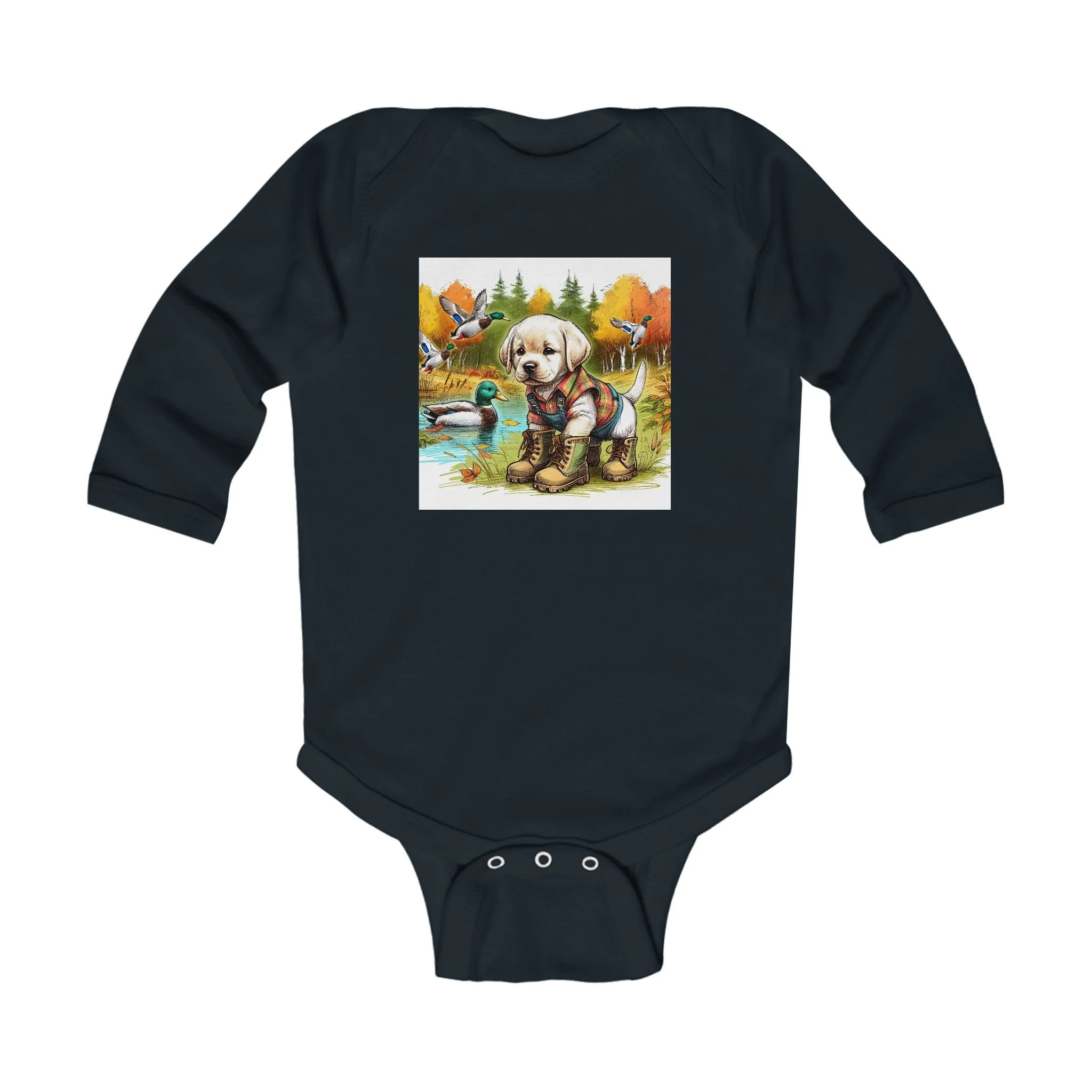 Autumn Puppy Fishing Infant Bodysuit