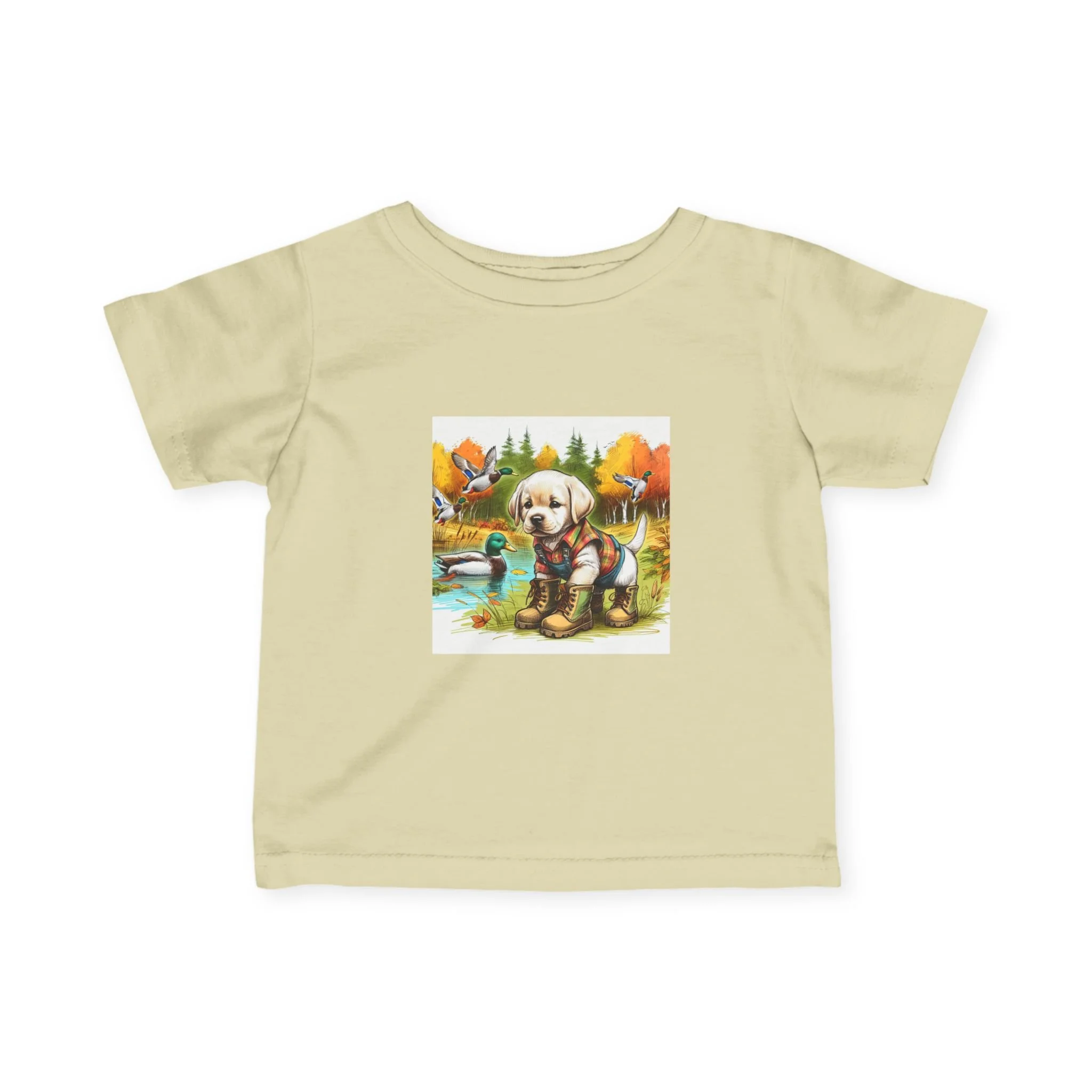 Infant Tee — Cute Hunting Puppy in Autumn Scene