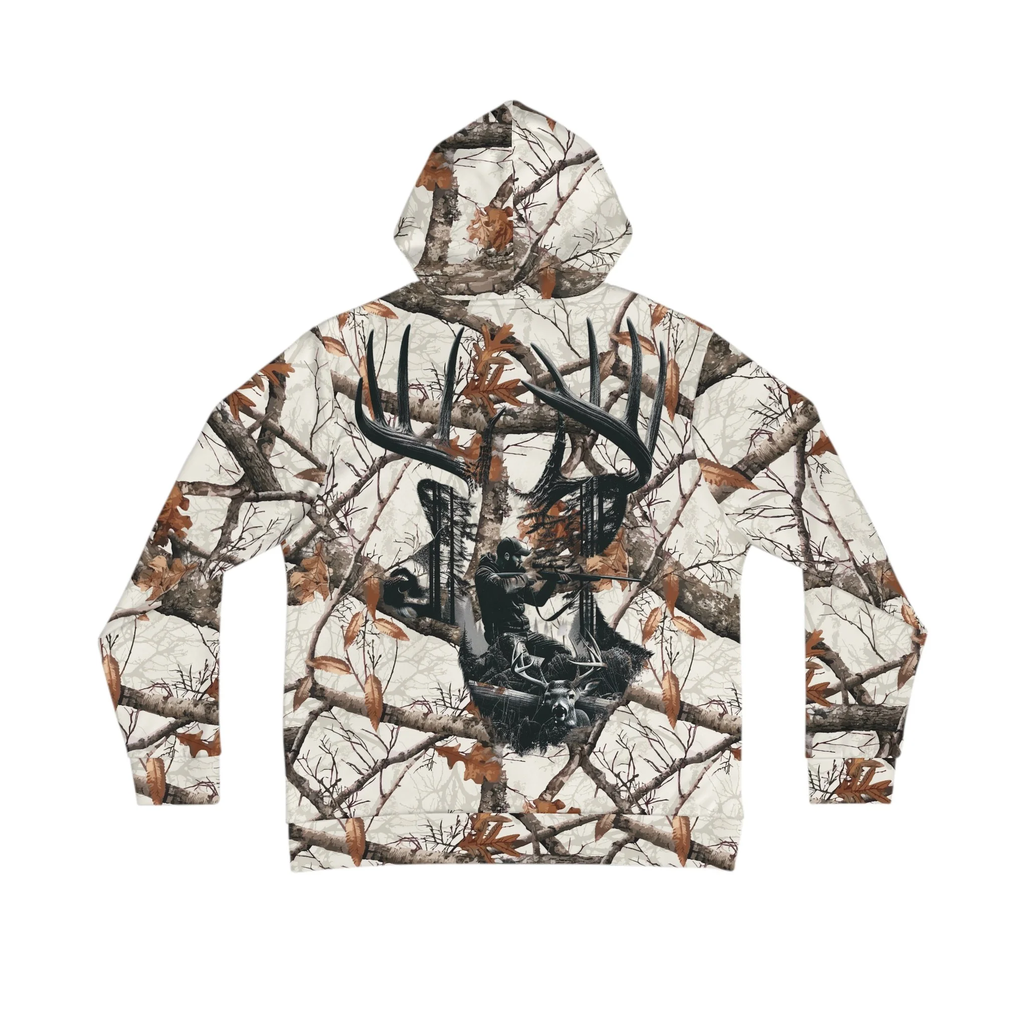 Camo Deer Silhouette Hoodie — Men's All-Over Print Hunting Hoodie