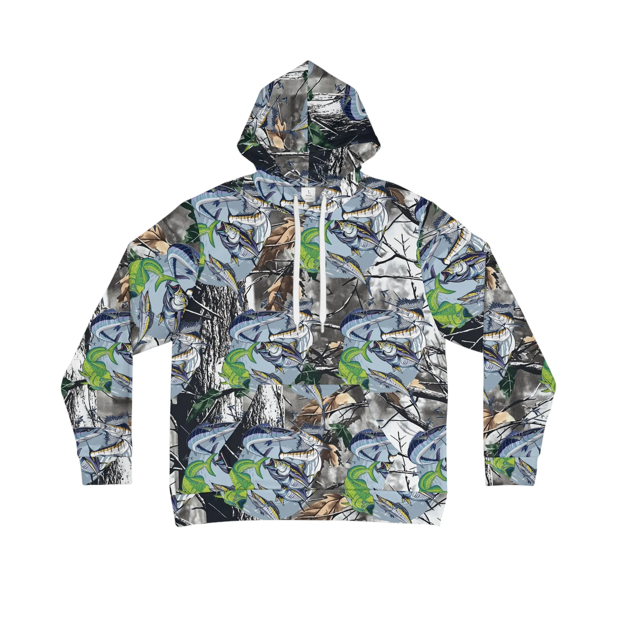Camo Bass Fishing Hoodie — All-Over-Print Outdoor Pullover