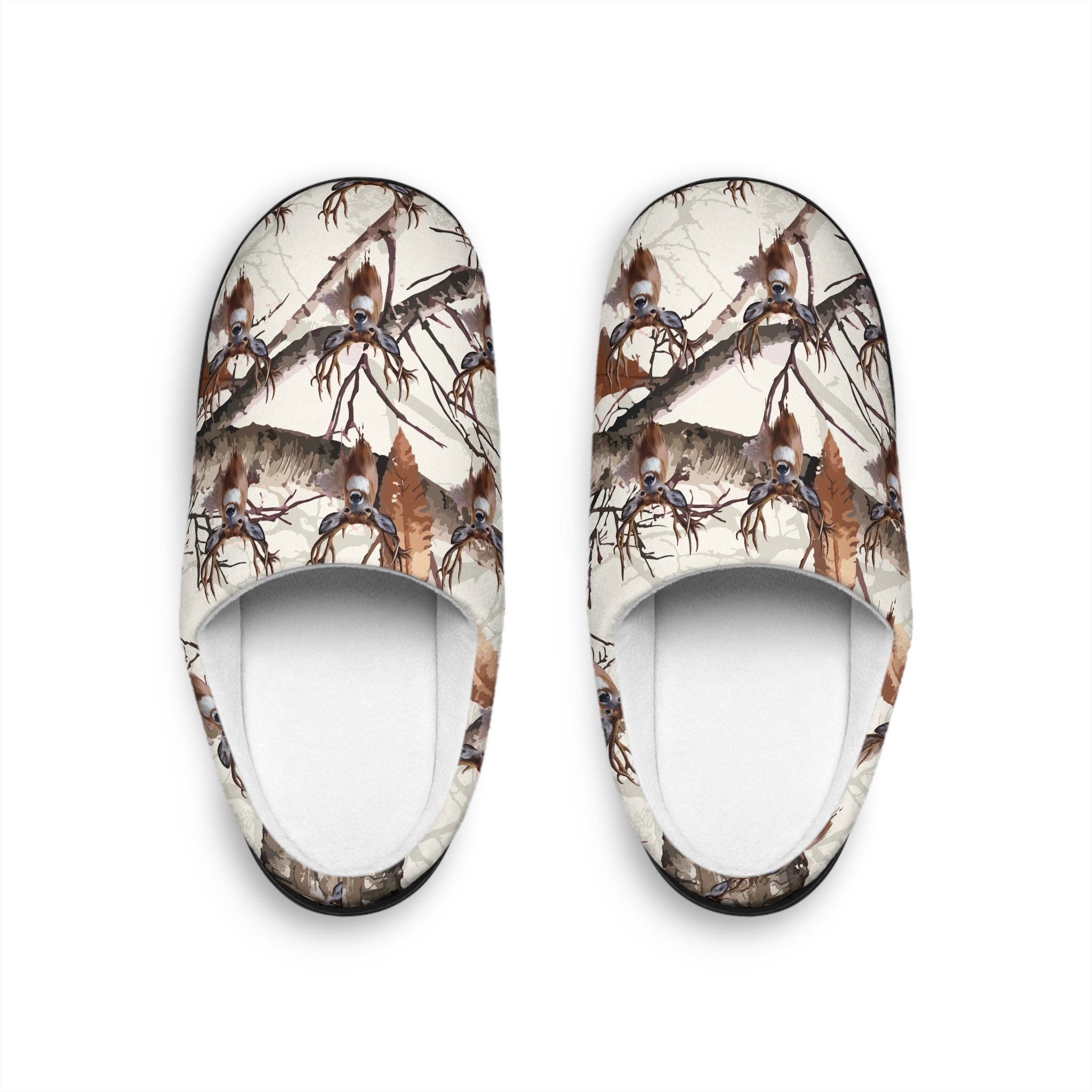 Indoor Slippers — Cozy Fox Forest Patterned House Slippers