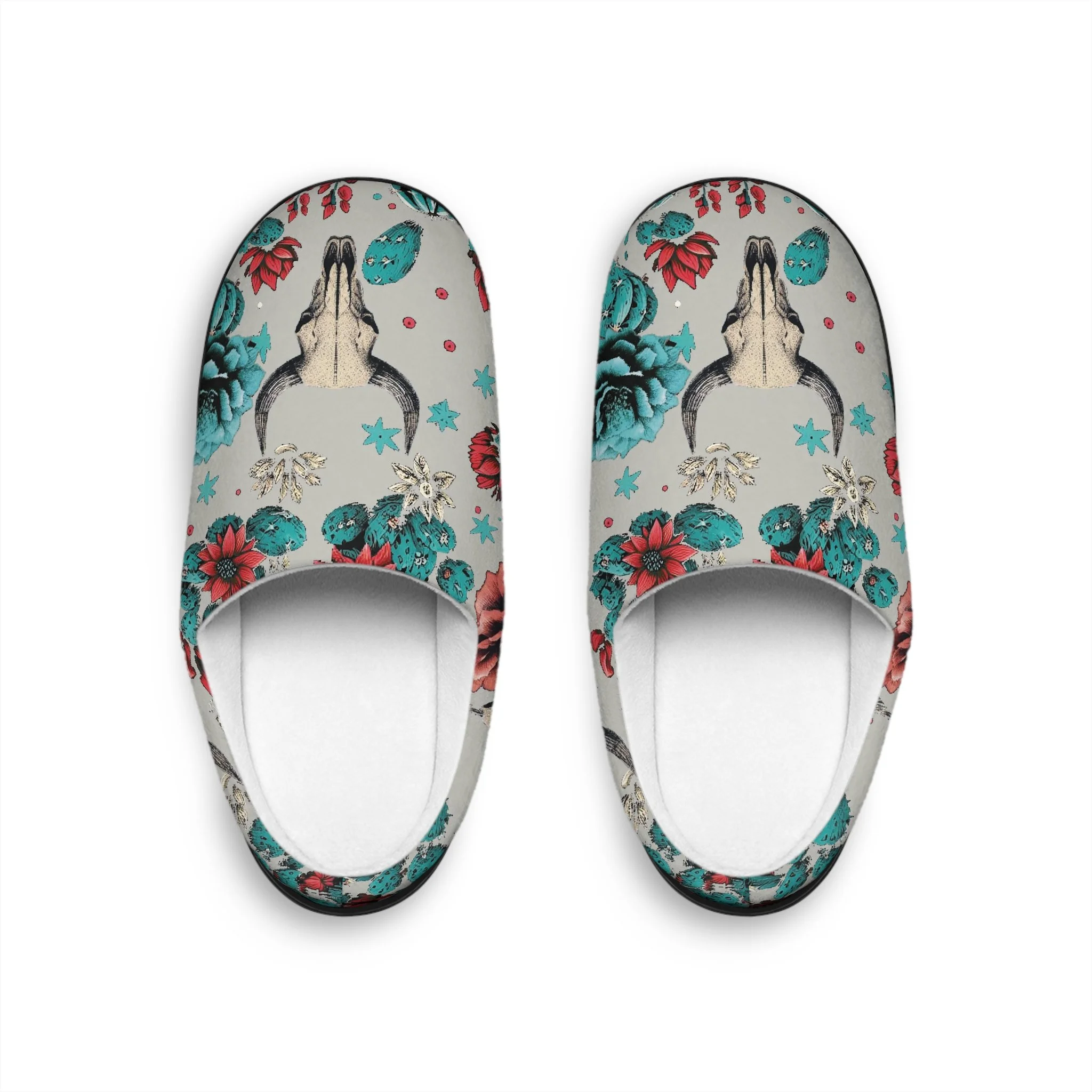Floral Skull Men's Indoor Slippers