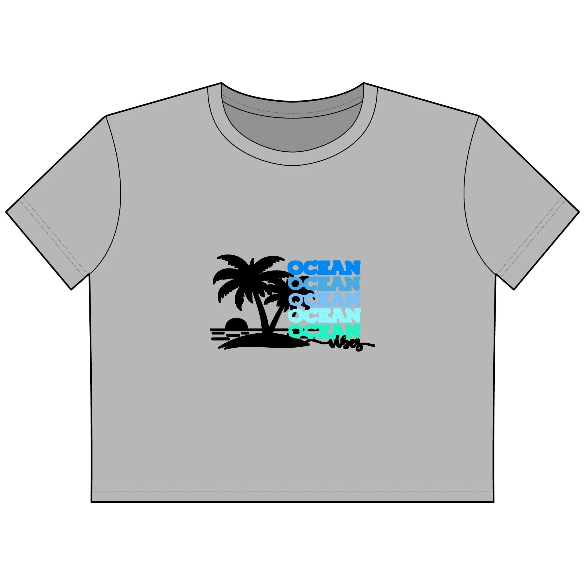 Ocean Vibes Cropped Tee — Palm Tree Beach Graphic