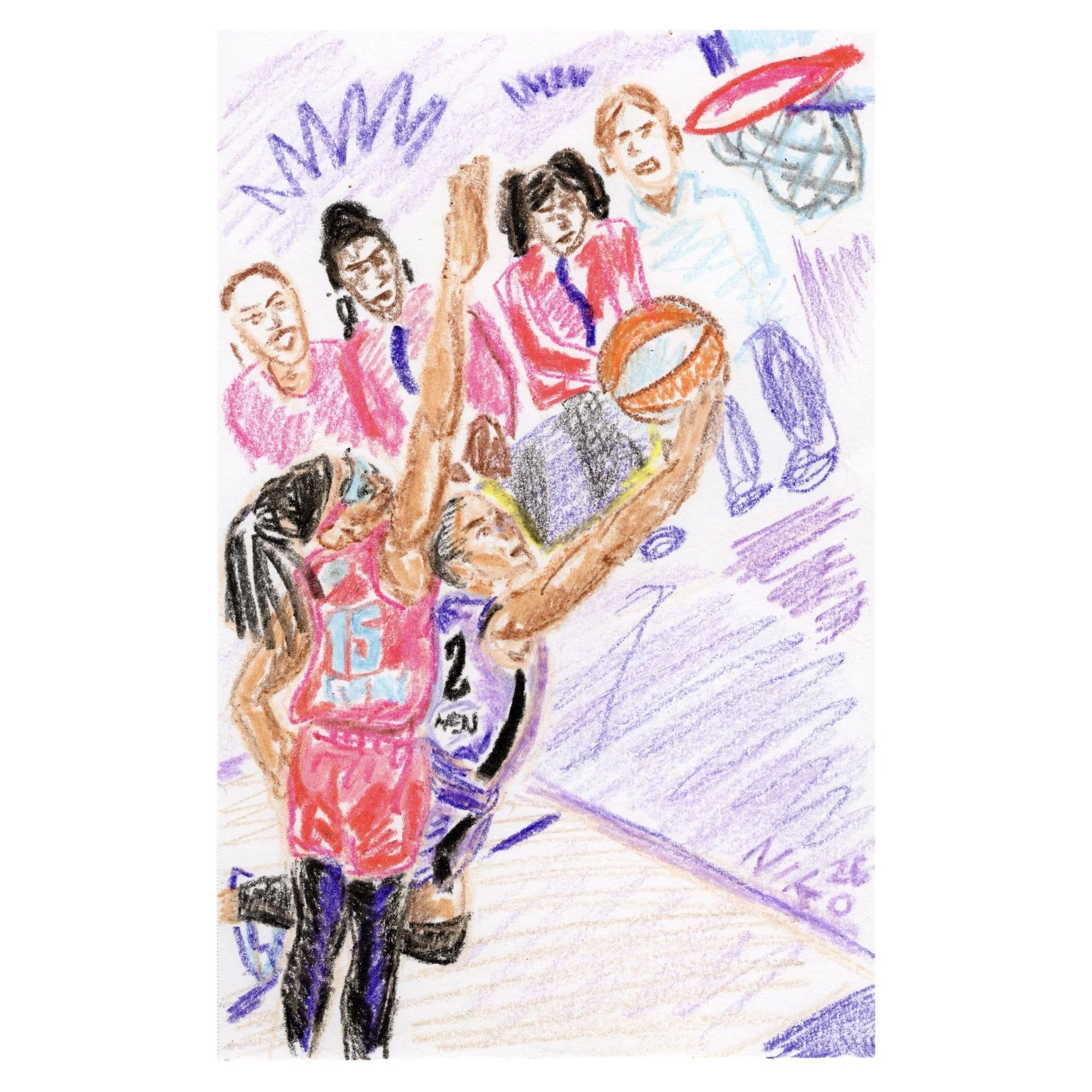 'Kaitlyn Chen Scoop' Original Framed Crayon Drawing