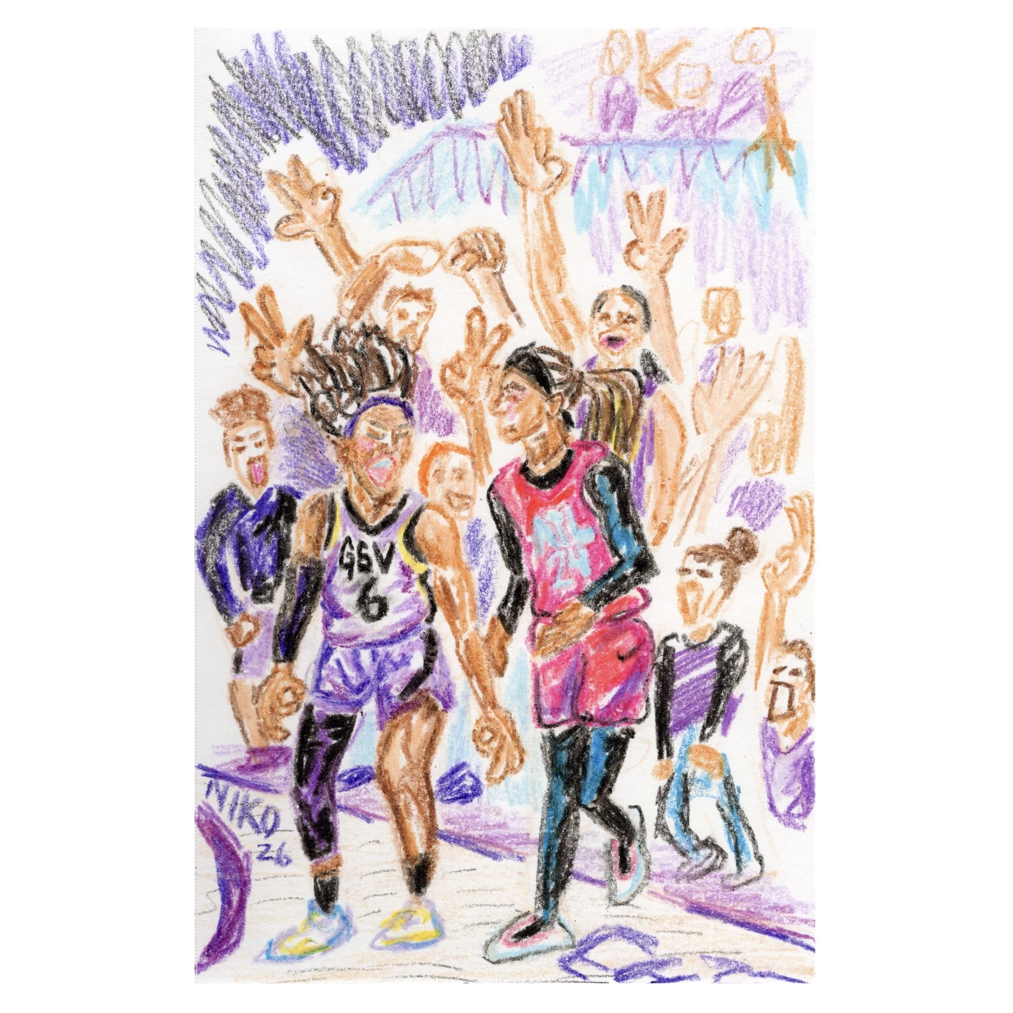 'Kaila Charles Celebration' Original Framed Crayon Drawing