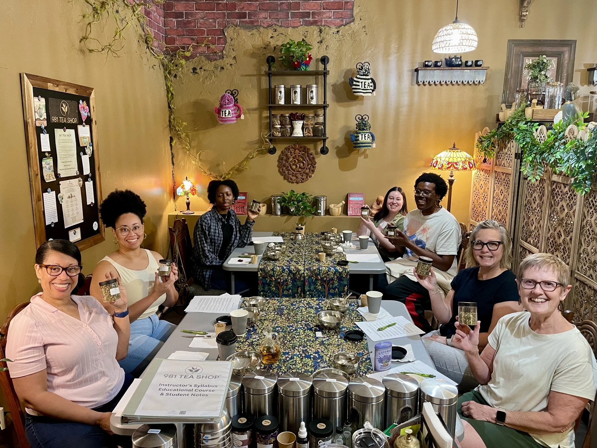 981 Tea Shop educational tea class for 8 students with a different topic selected each month, on Thursdays, Saturdays, & Sundays.