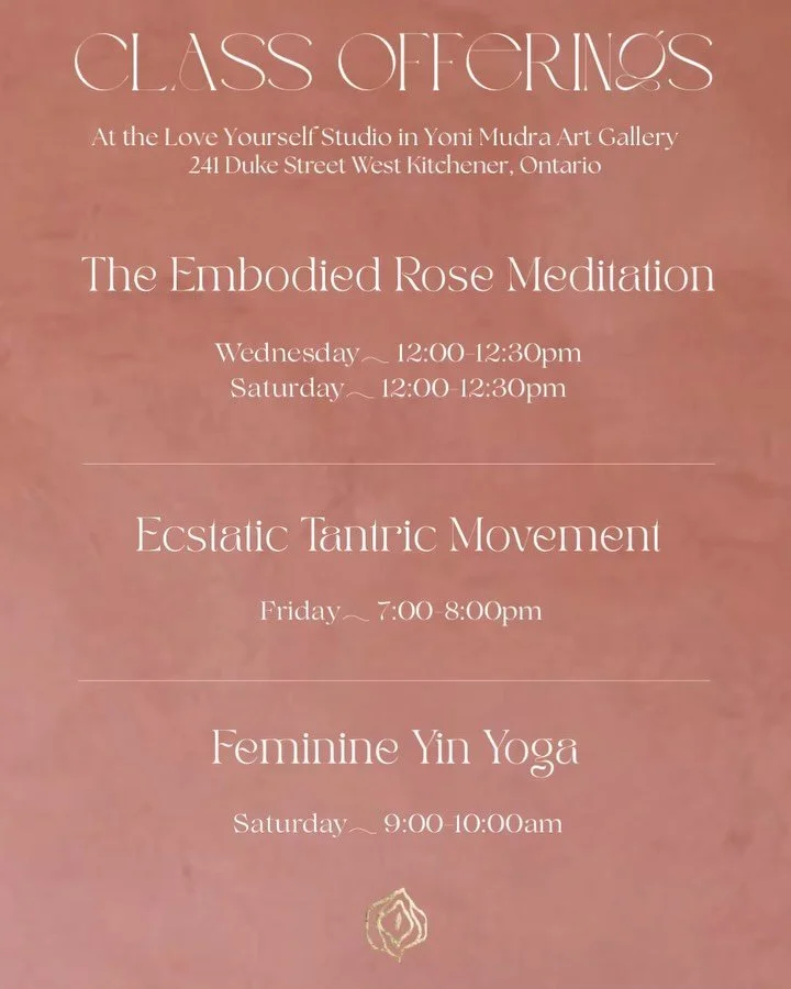 𝘋𝘪𝘷𝘪𝘯𝘦 𝘜𝘯𝘧𝘰𝘭𝘥𝘪𝘯𝘨𝘴 🌹

Womb-led offerings, guided in devotion, unfolding at the Love Yourself Studio in Yoni Mudra Art Gallery

If you feel the call  𓂃 follow the  r o s e  thread

You can sign up with the link in my bio 

𓏲

If you 