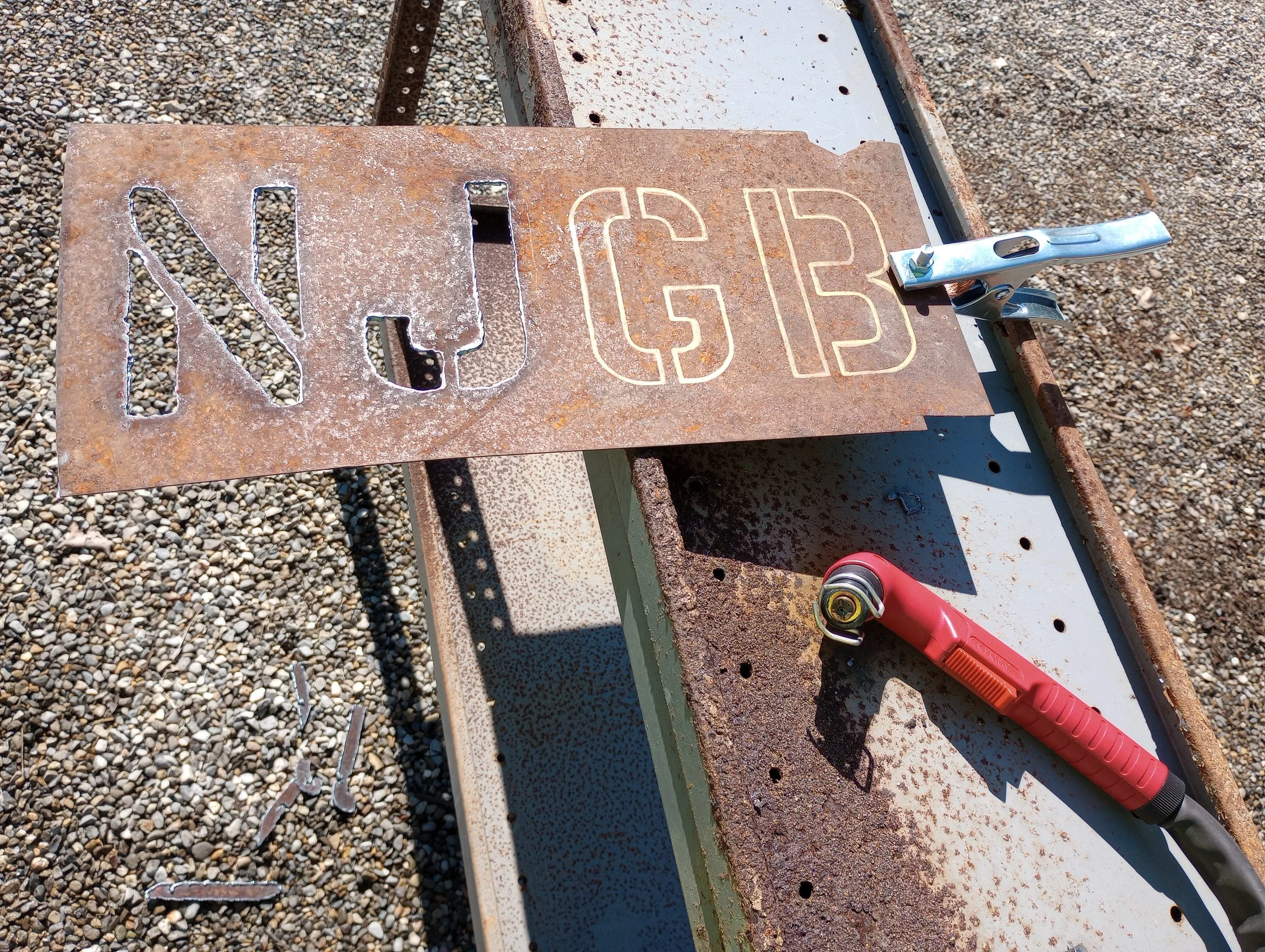 Plasma Cutting Stencil Sign NJGB