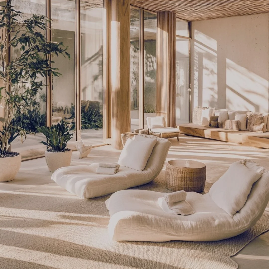 A calm, sunlit space designed for couples therapy for new and expectant parents. This serene, holistic environment supports emotional connection, stress relief, and mindful adjustment to pregnancy, postpartum changes, and early parenthood together.