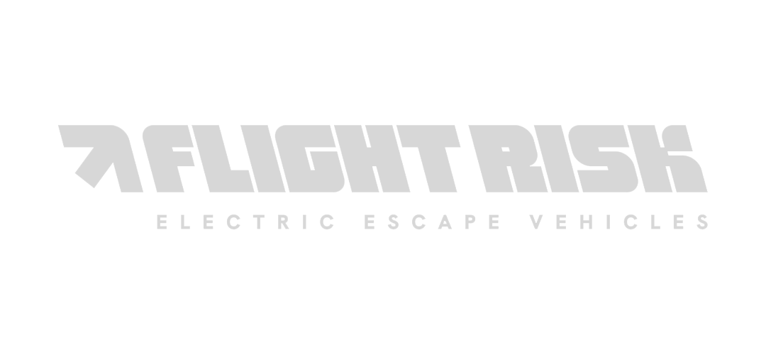 Logo for Flight Risk Electric Escape Vehicles with an upward arrow symbol.