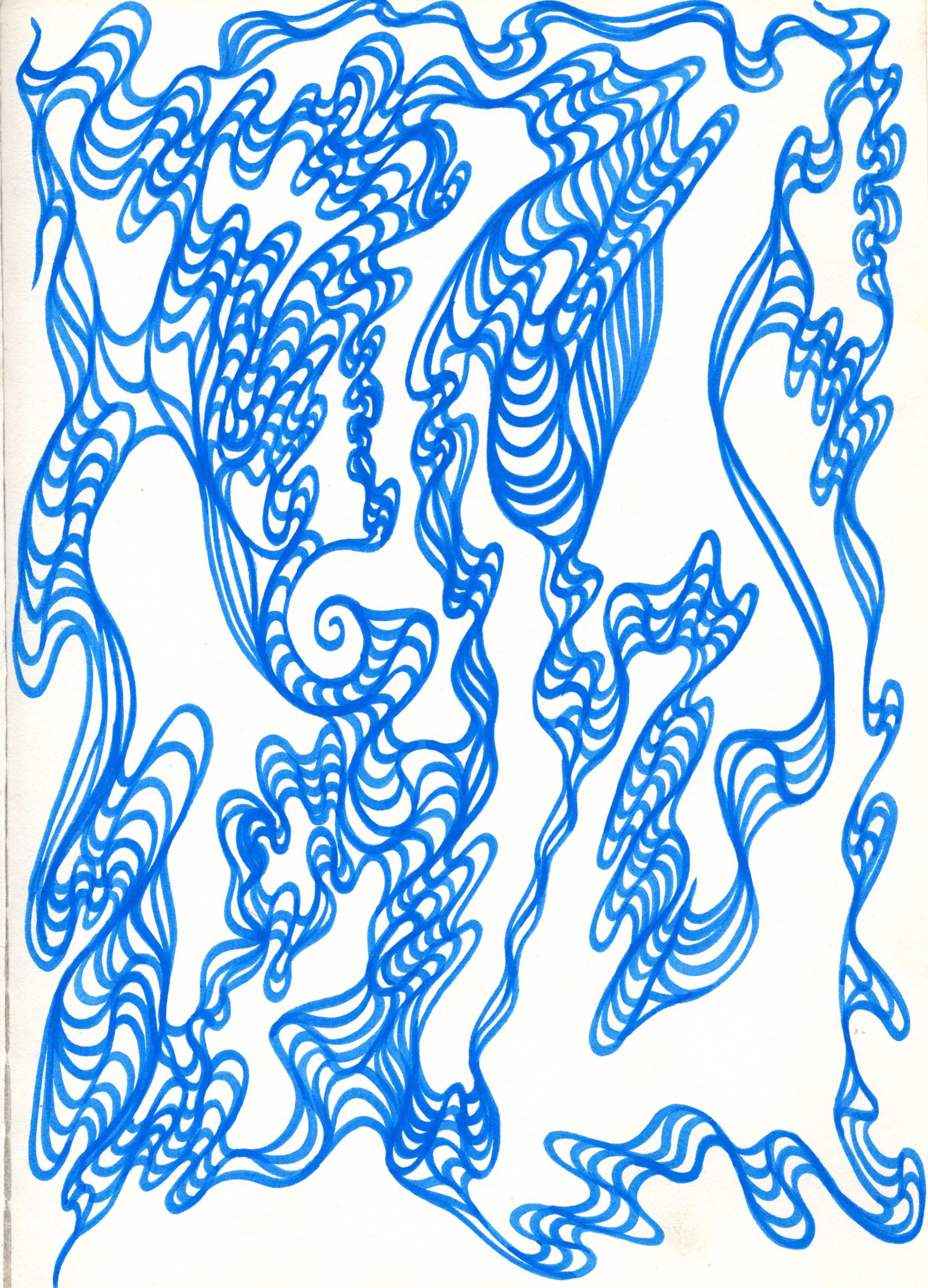 'Kind of Blue II' (sketchbook study), Calligraphy marker on paper, 2024