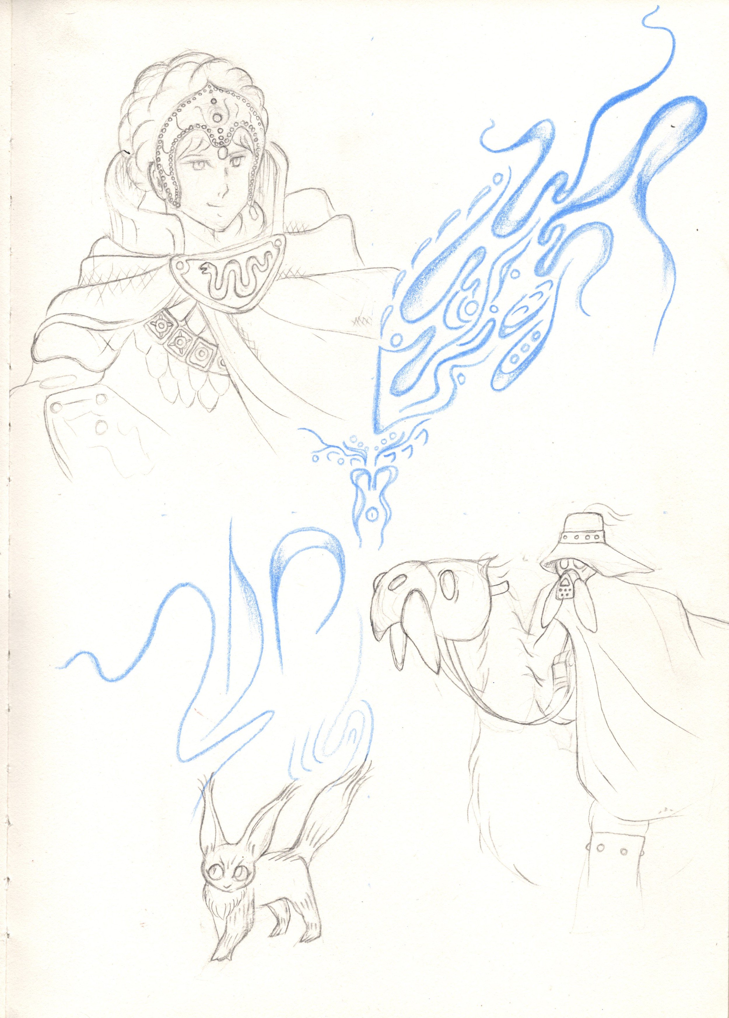 Naussica Study I (sketchbook study), pencil on paper, 2025