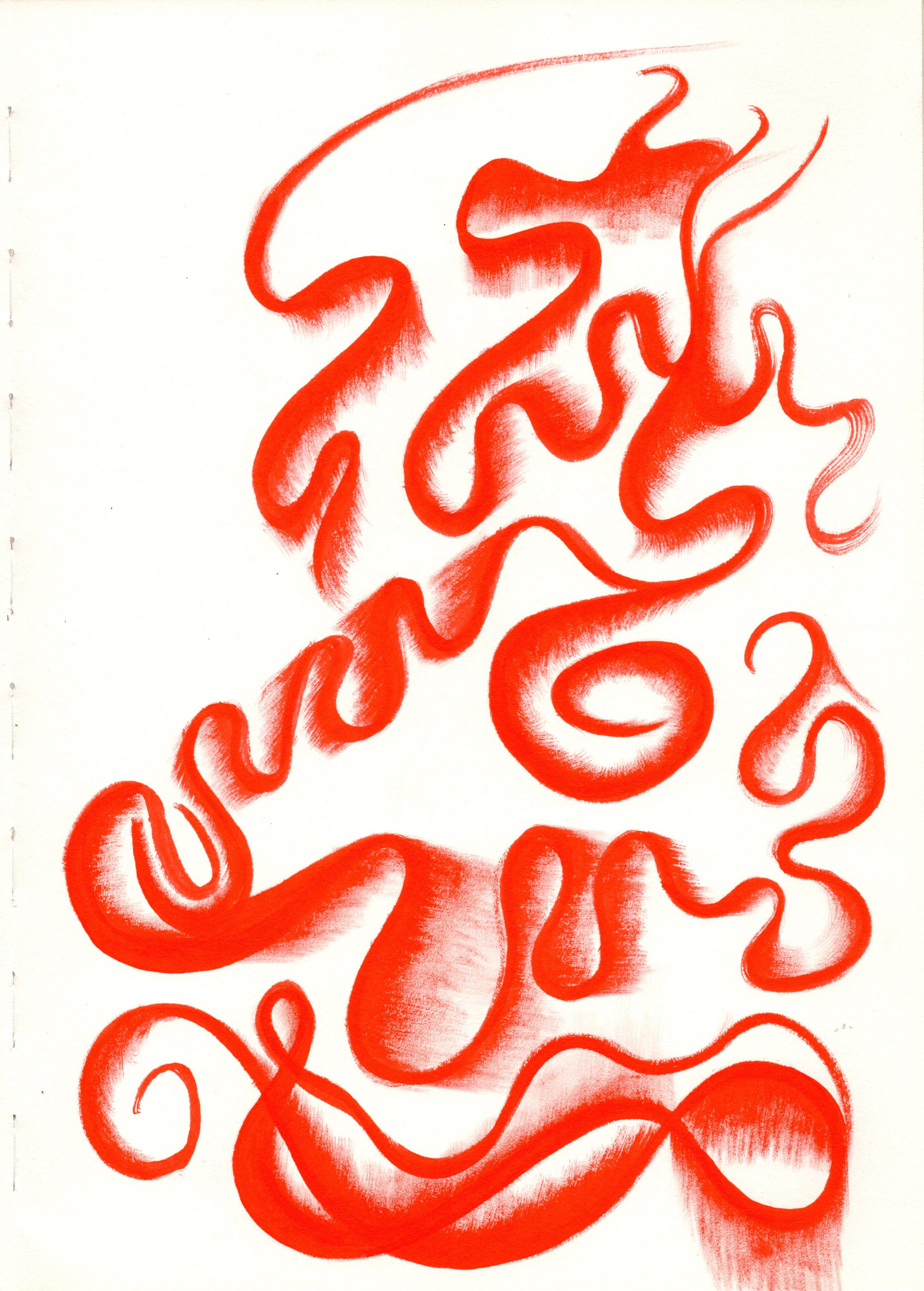 'Swan Song' (sketchbook study), acrylic ink on paper, 2024
