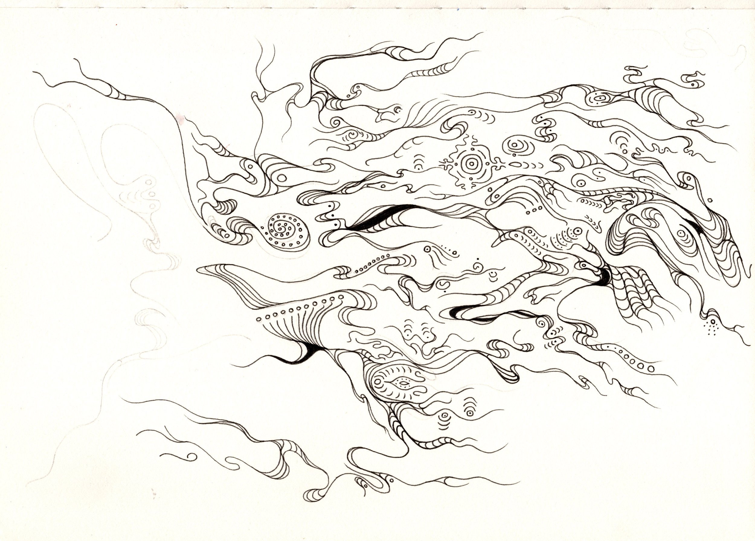 Linework Study I (sketchbook study), pen on paper, 2024