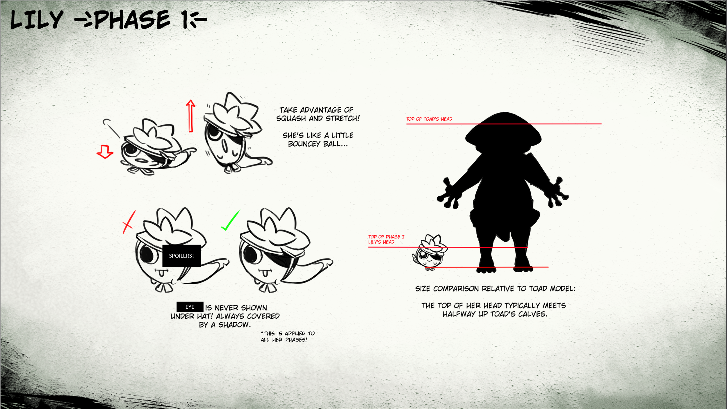 Lily Phase 1 notes; proportion and exaggeration.