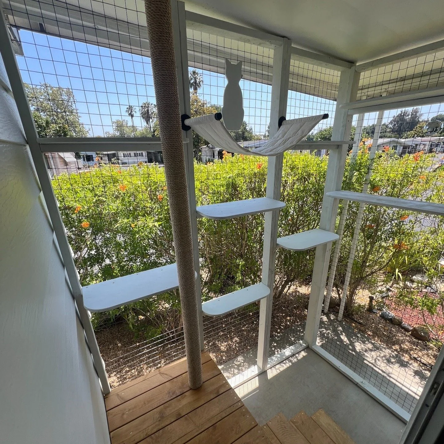 From barren to purr-fect&mdash;Kipper reigns supreme. 👑🐾

What used to be an empty, forgotten strip of concrete is now the ultimate feline retreat.
This lucky cat didn&rsquo;t just get a catio&mdash;he got the only catio in the entire mobile home p