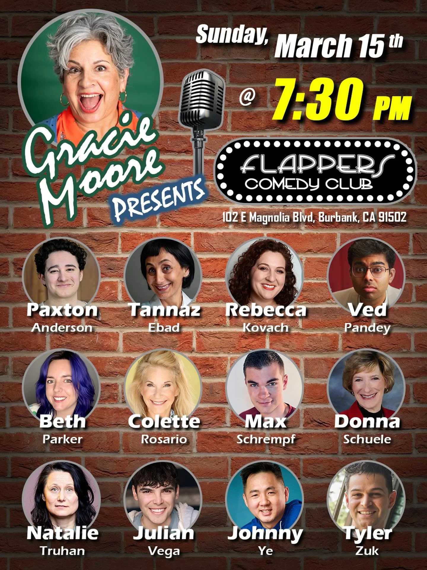 🚨Join us at Flappers Comedy Club on March 15th at 7:30PM as another HILARIOUS group of @thegraciemoore&rsquo;s BCAS students showcase their standup comedy! 🚨

🎟️ Use the link in our bio, on our story, and in our Events highlight to purchase discou