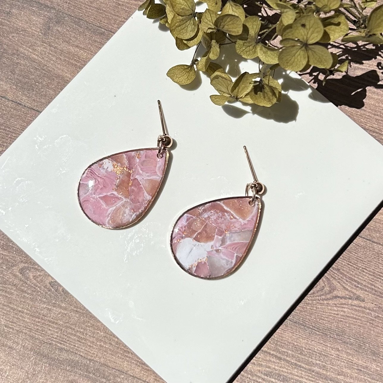 Faux Rose Quartz Earrings