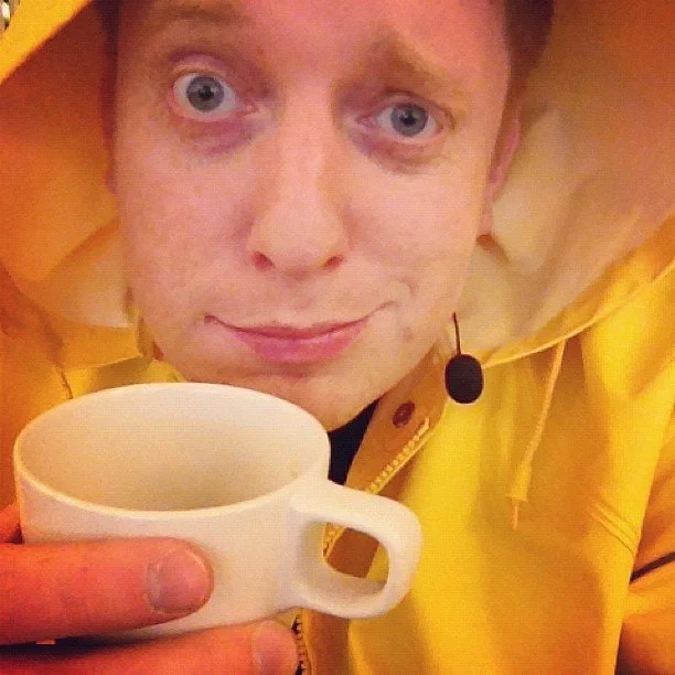 Kaffepaus under "sommar"-inspelningen...