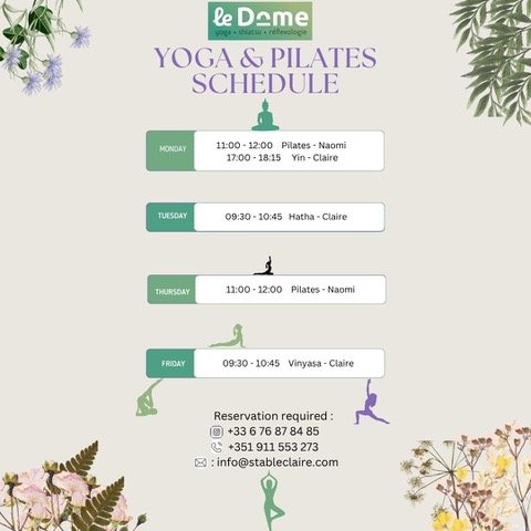 🌞 New Weekly Schedule at Le D&ocirc;me &ndash; Yoga &amp; Pilates in Lagos! 🌿

Discover our updated class schedule designed to help you find balance, strength, and serenity. Whether you're a local resident or visiting the beautiful Algarve, our cla