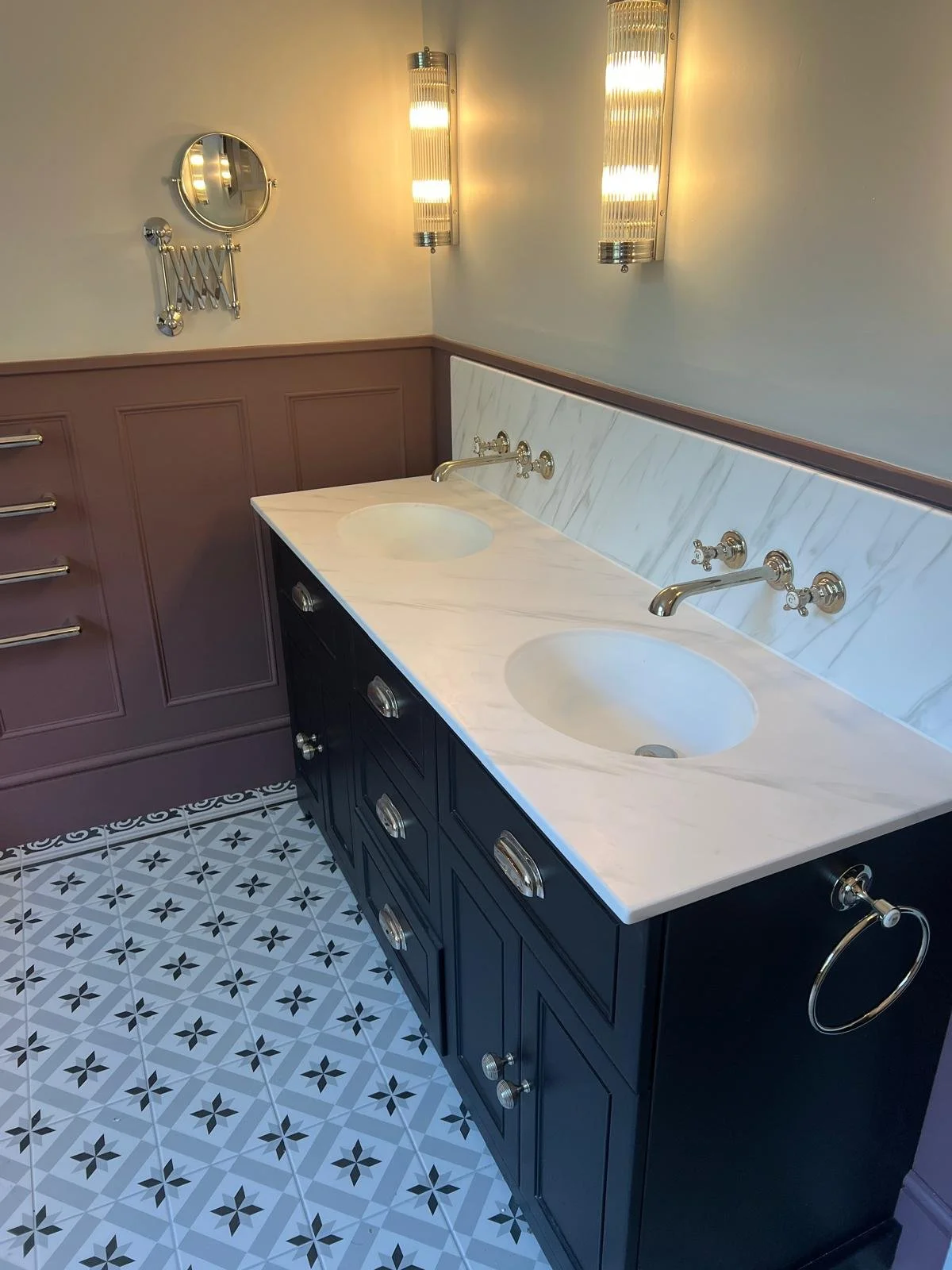 Image of a his and hers sink in a newly renovated bathroom project.