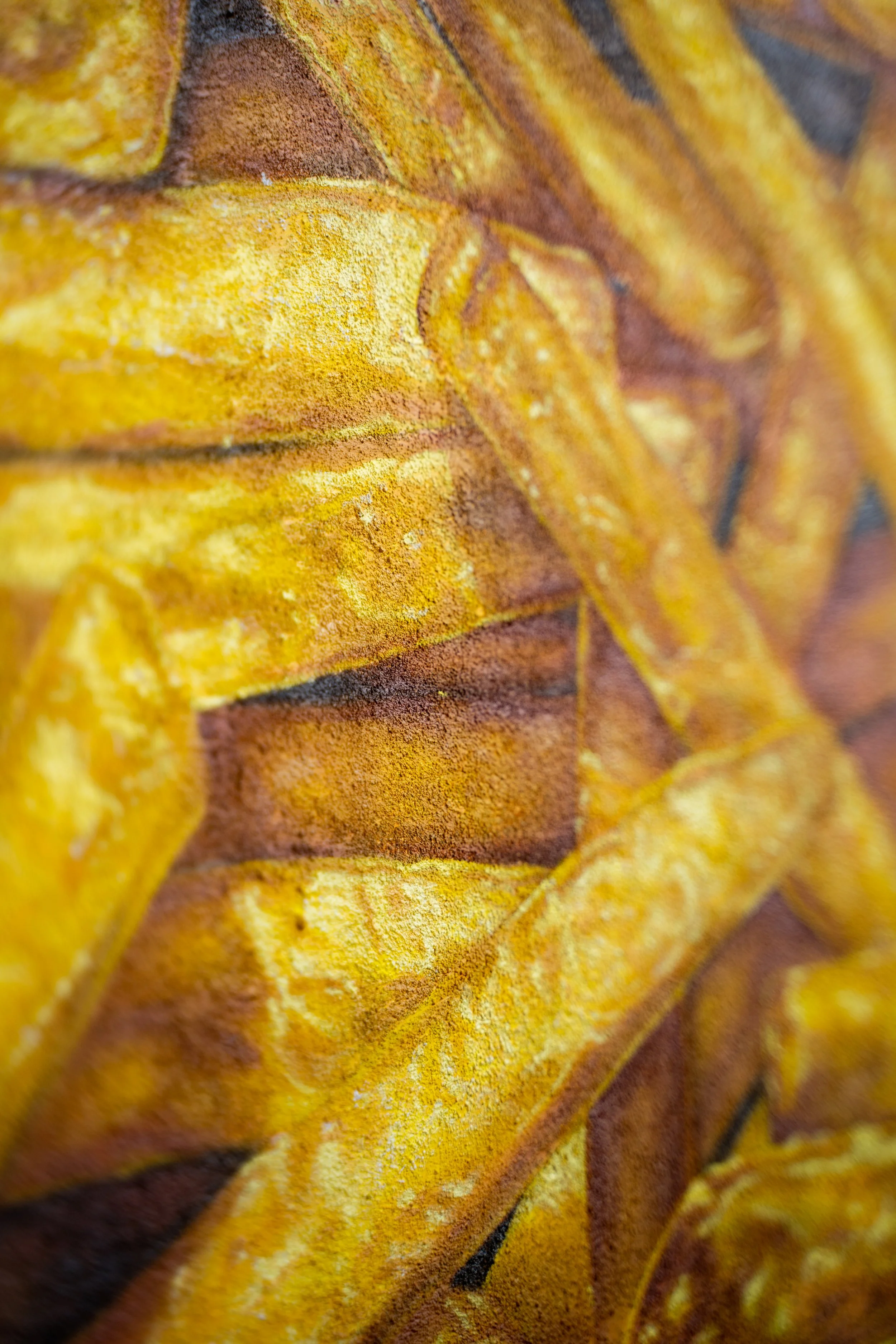 quadro patatine fritte olio e sabbia su tela