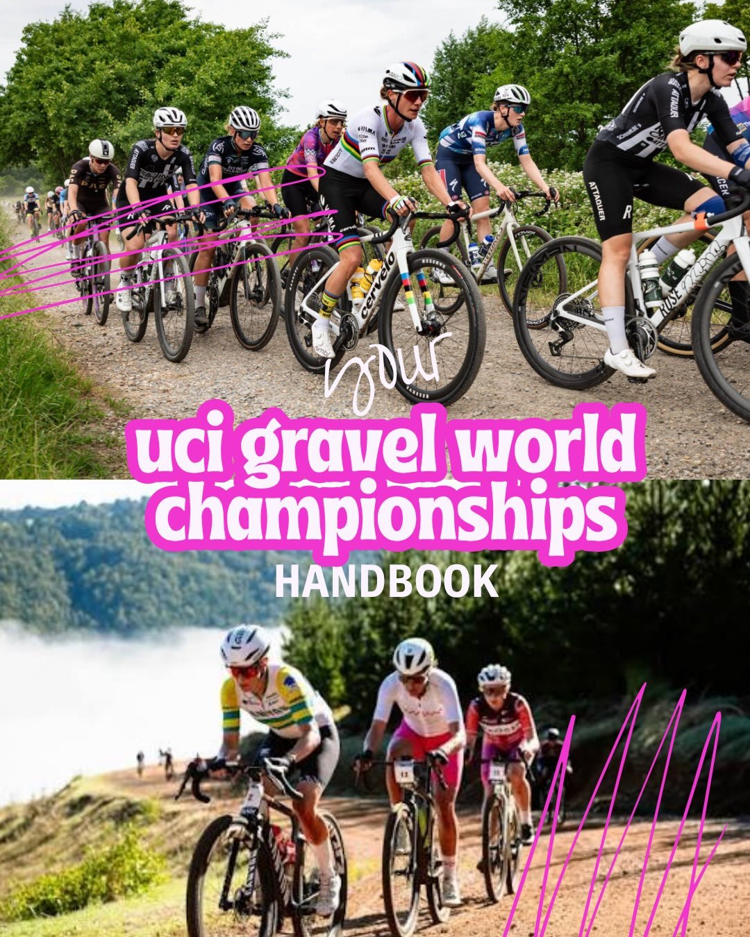 gravel world champs are here 🌈🤩✨

save this handbook so you have the essentials come saturday!! i&rsquo;m so excited to see who will wear the stripes&hellip; my money is on @rosaklsr 👀