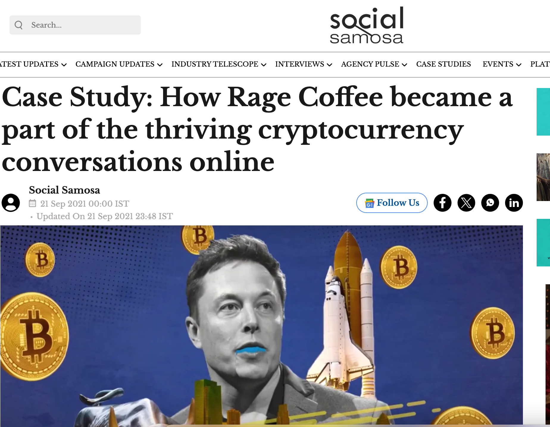Digital collage featuring Elon Musk's face, a space shuttle, Bitcoin symbols, and emerging cityscape, illustrating the article about the rise of cryptocurrency and Elon Musk's influence.