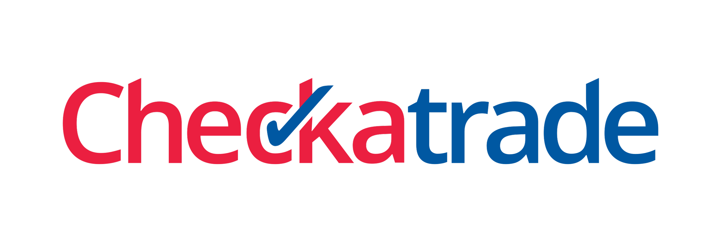 Logo with the word 'Checkatrade' in red and blue, with a checkmark integrated into the letter 'k'.