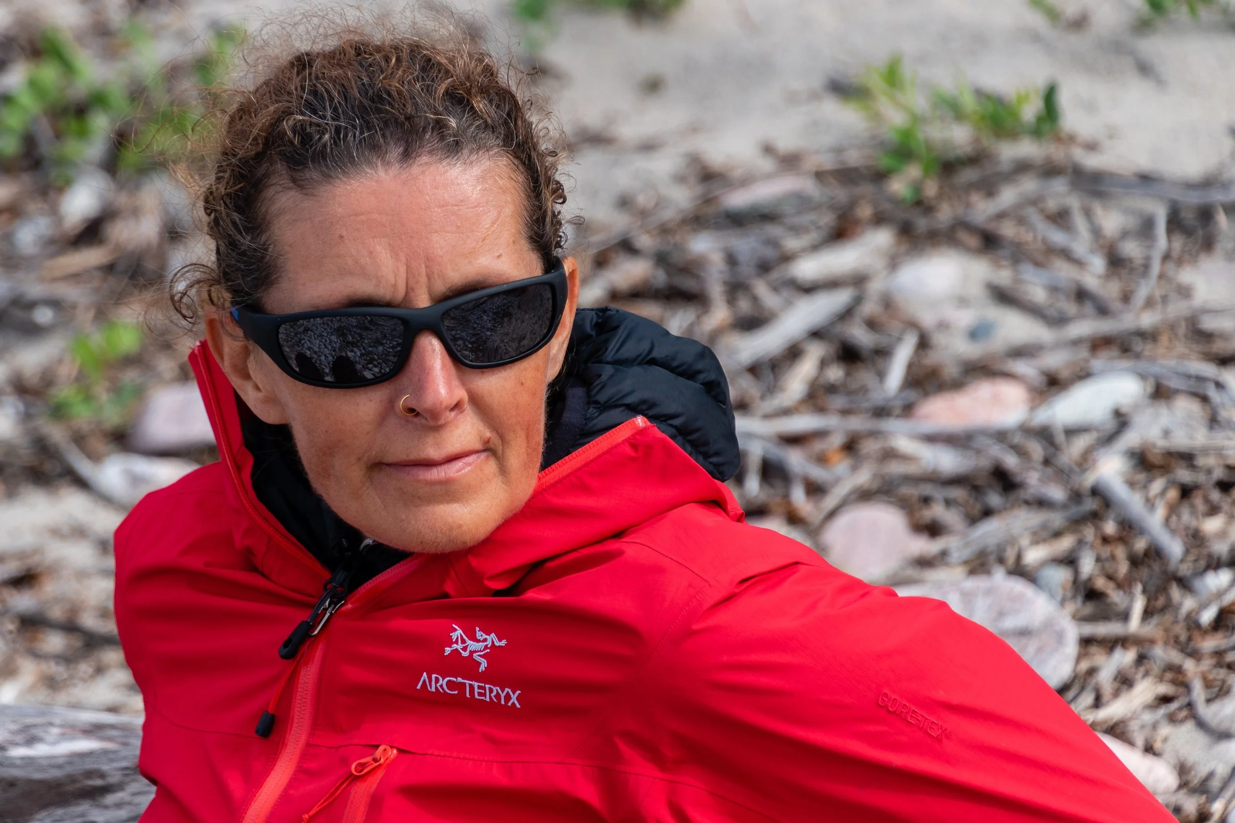 female-hiker-red-arcteryx-jacket-pukaskwa-provincial-park-ontario..jpg